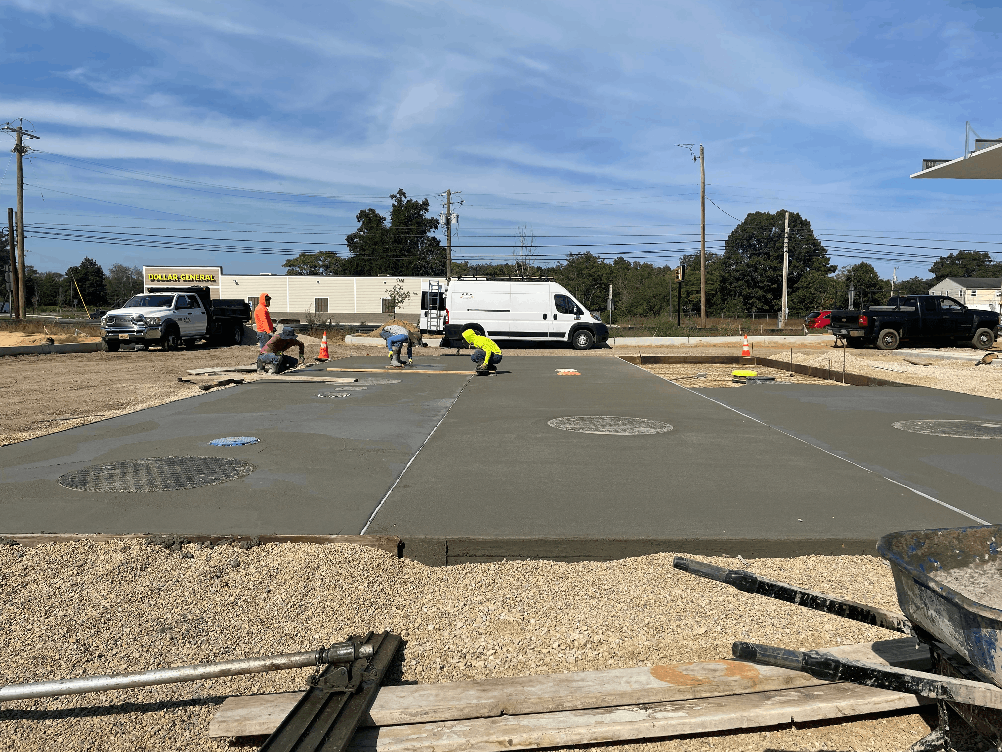 Concrete work and site preparation for fuel dispensers